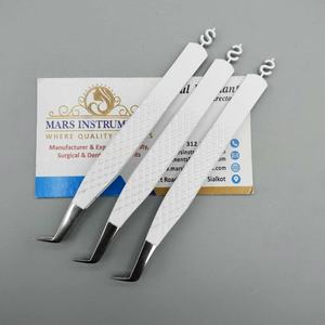 แหนบต่อขนตาสแตนเลส65 75องศาด้ามจับเพชรสีขาวด้าน - Product Image 3