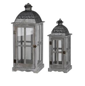 Linterna de madera hecha a mano de diseño atractivo en conjunto de 2 tamaños Venta caliente Decoración clásica para el hogar Uso Linterna de madera a precio al por mayor - Product Image 4