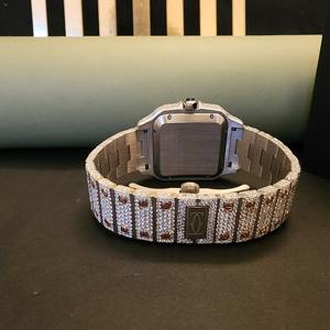 นาฬิกาสแตนเลสสตีลอะนาล็อกสุดหรูหน้าปัดสี่เหลี่ยมโรมันเพชรสีโทนสองสีเพชรสำหรับการเคลื่อนไหวของสวิส - Product Image 3