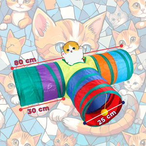Tunnel per Gatti a Forma di T con Tre Uscite per Divertimento ed Esercizio Felino - Product Image 4