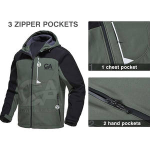 Sudadera con capucha Softshell resistente al agua para hombre, chaqueta con panel Softshell OEM para hombre con capucha, cortavientos, sudaderas con capucha forradas de lana - Product Image 4