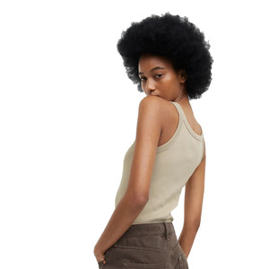 Meilleure vente femmes café marron couleur côtelé sans manches O cou haut d'été à vendre femmes gilets décontractés - Product Image 3