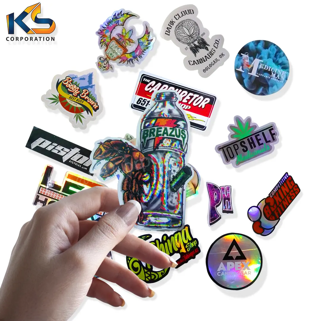 Aangepaste Gestanste Stickers Individuele Logo Afdrukken Vinyl Gepersonaliseerde Cartoon Merknaam Esthetisch Waterdicht