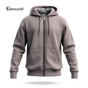 Sweat à capuche en molleton décontracté et confortable pour hommes, grande taille, impression numérique gaufrée, fermeture éclair élégante de couleur unie, teint en plaine d'hiver - Product Image 3