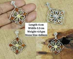 Pendentif en ambre de la Baltique fait main en argent Sterling 925 bijoux en pierres précieuses élégant collier en pierre d'ambre cadeau pour elle - Product Image 5