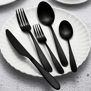 ชุดอุปกรณ์ทานอาหารเหล็กกระจกสำหรับบ้านโรงแรมชุดเสิร์ฟอาหารเย็นโลหะสีดำ100% สินค้าแฮนด์เมดคุณภาพสูง - Product Image 6