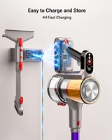 Aspirateur Cyclonique Sans Fil Autoportant Anti-Nœuds à LED, Rechargeable, Léger, avec Filtration HEPA, pour Poils d'Animaux, Voiture et Sols en Bois