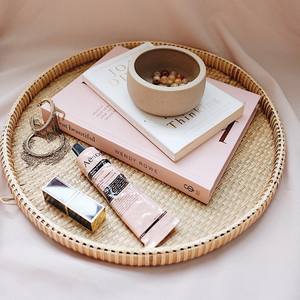 Tienphong Wholesale 2025 Handwoven Cassia Vintage Bamboo Round Tray Decorative <b>Gift</b> Basket <b>Desk</b> Organizer - Product Image 3