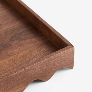 Plateau de service en bois festonné décoratif de haute qualité vaisselle plateau de service en bois d'acacia pour ustensiles de cuisine fabriqués au Vietnam - Product Image 3