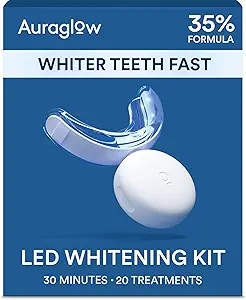 (T&D) Kit de Blanqueamiento Dental Auraglow, Luz Aceleradora LED, Gel Blanqueador con Peróxido de Carbamida al 35%, Más de 20 Tratamientos de Blanqueamiento - Product Image 3