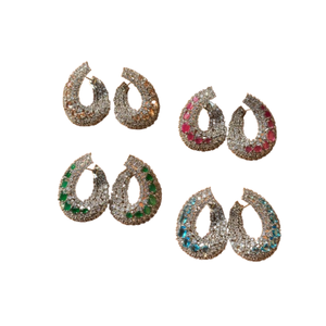 Boucles d'oreilles créoles en forme de larme de luxe de vente chaude avec pierres CZ multicolores - Product Image 6