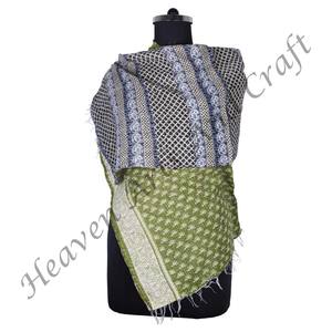 SC1006 Vintage Kantha Work Cotton Handmade <b>Scarf</b> Trendy Design Girls Allover Hand Stitched Plain Style <b>Long</b> Length - Product Image 3