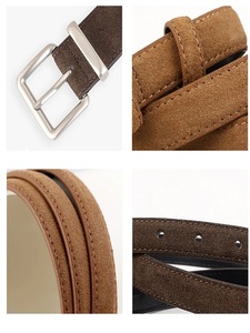 Ceinture vintage en cuir véritable pour femmes, jeans sensation haut de gamme, ceinture givrée en cuir pour dame de 3.3cm de large - Product Image 4