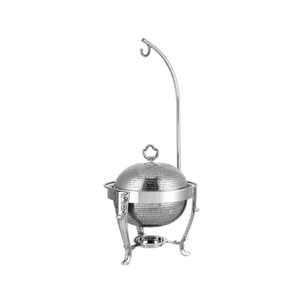 Casserole de serveur de nourriture d'acier inoxydable avec le couvercle de conception de marteau de support en métal fini doré pour l'usage d'hôtel de mariage de buffet de partie - Product Image 3