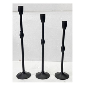 High Quality Aluminium Handmade <b>Black</b> <b>Candlestick</b> <b>Holder</b> Metal Candle <b>Holder</b> Glass <b>Candlestick</b> Decorative Candle Jar Stand - Product Image 2