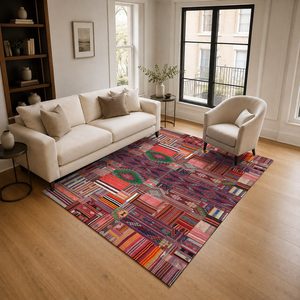 Tapis RUGS DEPOT LXDP-0297, vente en gros, rouge bordeaux, vintage, oriental, imprimé numériquement, lavable en machine, chenille, tapis de salon, antidérapant - Product Image 2