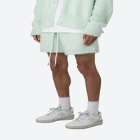 Short en maille personnalisé pour hommes Short surdimensionné en maille de mohair pour hommes avec impression, cordon de serrage et style streetwear moelleux