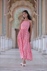 Robe indienne à imprimé floral en coton avec bloc à la main, tenue de fête d'été pour femmes, style boho, robe cadeau de mariée personnalisée en solde - Product Image 3