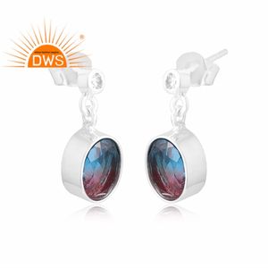 Última Venta de pendientes de piedras preciosas naturales de plata de ley 925B fabricante de joyería personalizada - Product Image 3