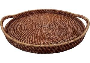 ถาดหวายไม้ไผ่ธรรมชาติคุณภาพสูงถาดเสิร์ฟสำหรับเครื่องครัวอุปกรณ์ตกแต่งบ้านและงานฝีมือ - Product Image 5