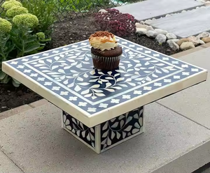 Présentoir à dessert carré écologique incrusté d'os personnalisé pour décoration de fête d'anniversaire - Product Image 2