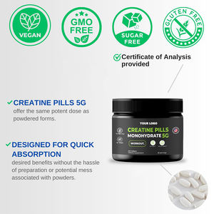 <span class=keywords><strong>USA</strong></span> Made Unflavored Créatine Monohydrate 5g Pilules Nutrition Sportive Suppléments pour Adultes 150 Comprimés 30 Portions pour Hommes Femmes - Product Image 5