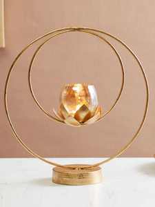 Ensemble de bougeoirs en fil métallique moderne Finition noire et or (lot de 3) Bougeoir décoratif de fête au design attrayant pour la maison - Product Image 6