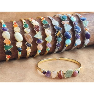 Vibrant Natural Stone Accented Gold and <b>Silver</b> Plated Fashion <b>Cuff</b> <b>Bracelets</b> with Retail Allure - Product Image 1