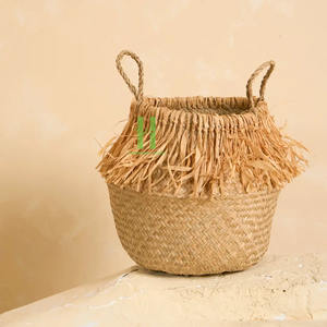 Wholesale Best Price Handmade Seagrass <b>Storage</b> Basket And <b>Tall</b> Seagrass Basket with Fringe Made In Vietnam - Product Image 6