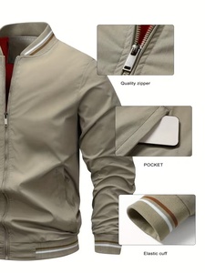 Chaqueta Varsity de Satén Color Caqui de Calidad de Fábrica, con Logotipo Personalizado Bordado, Acolchada, Estilo Casual de Béisbol, Cierre de Cremallera, Cuello Alto - Product Image 3