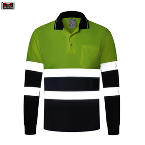 Reflect Hi Viz Polos de poliéster de manga larga Camisas de ropa de trabajo con rayas LED Flash Ropa de trabajo resistente Polos - Product Image 2