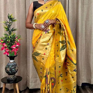 DERNIÈRE CONCEPTEUR ORIGINAL PUR PAON ZARI CONCEPTION ET tourbière TILAK BORDER ET LOURD MINA ZARI TISSANT PALLU - Product Image 1