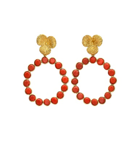 Pendientes de plata de ley 925 con gema de Calcedonia naranja, novedad - Product Image 1