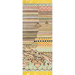 Alfombra Manchaha Lew-02 Anudada a Mano de Lana y Seda de Bambú con Patrón Geométrico para Hogar y Auto, Rectangular de 9x12 Pulgadas para Sala de Estar y Pasillo - Product Image 1