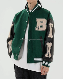 Winter High Street Style <b>Men's</b> Vintage Letterman Baseball Varsity <b>Jacket</b> <b>Lined</b> Breathable Windproof Custom Logo - Product Image 1