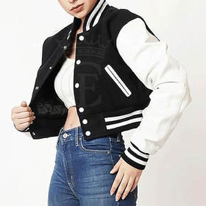 Plus Size Women Crop <b>Letterman</b> <b>Jacket</b> Wholesale Crop <b>Letterman</b> <b>Jacket</b> Sustainable Crop <b>Letterman</b> <b>Jacket</b> - Product Image 4