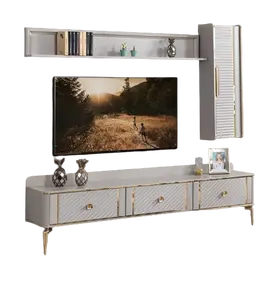デザインリビングルームセット3ピースウォールキャビネット棚木製テレビスタンドモダン