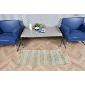 1.7x3.7 ft Rug, Small Turkish Rug, <b>Brown</b> Kilim Check Rug - Product Image 2