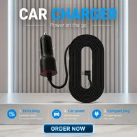 Cargador de Coche con Luz LED, 12V 24V a 5V 2.5A, Cable de Extensión USB para Encendedor de Cigarrillos, 3.5M, para Cargar Teléfonos Móviles y Cámaras de Coche
