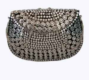 Custom Logo Women's Metal Clutch <b>Bag</b> Purse Luxury Metal Stud & Rhinestones Design Handmade <b>Bags</b> <b>Silver</b> <b>Evening</b> Birthday Gifts - Product Image 3