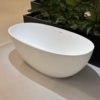 Baignoire autoportante en pierre artificielle Gurgle Solid Surface, blanc mat, facile à nettoyer, baignoire de trempage