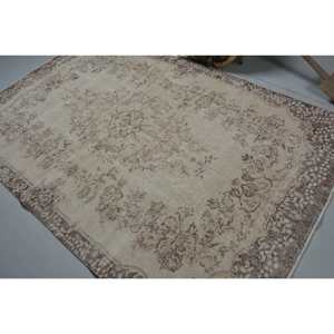 Alfombra Turca Vintage, Alfombra de 5.6x8.5 pies, Alfombra Grande con Diseño Floral Marrón - Product Image 4