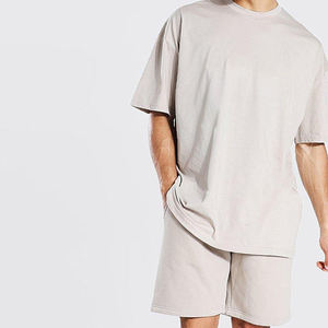 Vente en gros de t-shirts shorts d'été décontractés à séchage rapide personnalisés pour hommes avec motif imprimé de couleur unie pour adultes - Product Image 5