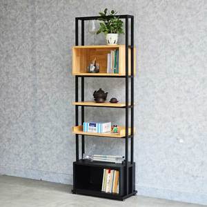 Estante Decorativo KTB68172 con Marco de Hierro, 54x28x160cm, Madera de Caucho, Tipo Vertical, para Sala de Estar - Product Image 2