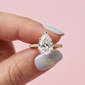 แหวนเพชรรูปลูกแพร์สีทอง18K แหวนหมั้นแหวนเพชรวงแหวนสุดหรู - Product Image 2
