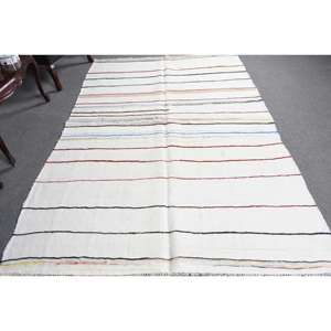 Alfombra Vintage Grande de 5.4x8.1 pies, Alfombra Turca Blanca con Diseño Floral - Product Image 3