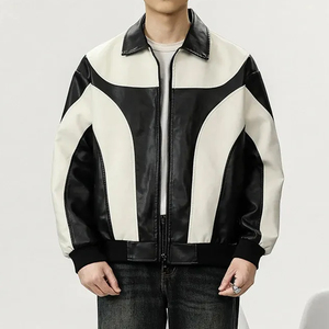 Wholesale Custom Leather Winter <b>Jacket</b> for Men Stand Collar High Quality Breathable Windproof Outdoor Warm Vintage Design - Product Image 3