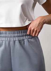 Pantalon pour femme avec logo personnalisé Blue Mist Pantalon en molleton éponge Tissu doux au toucher Polyester/coton mélangé Pantalon de survêtement Taille élastique - Product Image 6