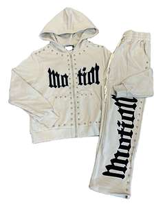 Ensemble survêtement unisexe personnalisé avec capuche et pantalon de survêtement, lavage à l'acide, strass, respirant, léger, écologique, hiver - Product Image 1