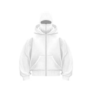 100% coton hommes surdimensionné poids lourd recadrée à capuche haute qualité Baggy français éponge conception broderie automne plaine à capuche - Product Image 1